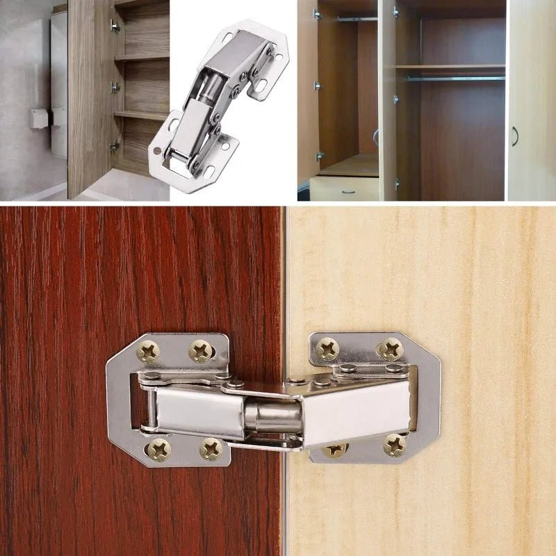 2/10PCS 90 Degree Steel Cabinet Hinges No - Drilling Buffer Hinge Kitchen Cabinet Cupboard Hinges DIY Furniture Hardware Tools - Checkouts USA