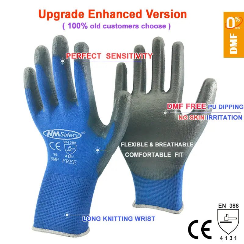 24Pieces/12 Pairs Work Gloves For PU Palm Coating Safety Protective Glove Nitrile Professional Safety Suppliers - Checkouts USA