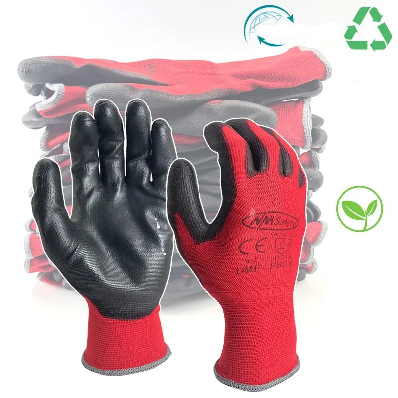 24Pieces/12 Pairs Work Gloves For PU Palm Coating Safety Protective Glove Nitrile Professional Safety Suppliers - Checkouts USA