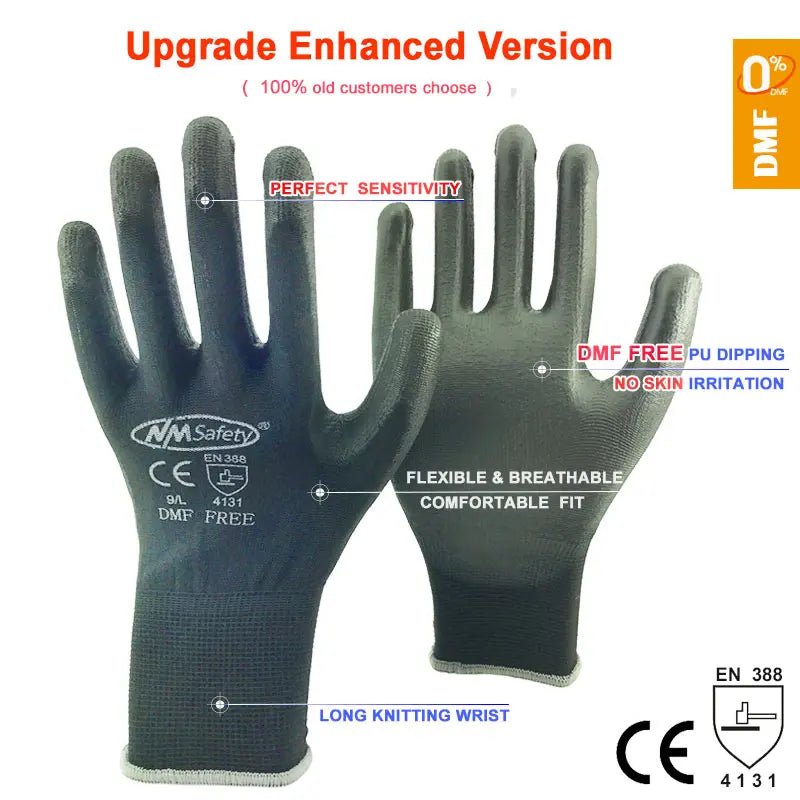 24Pieces/12 Pairs Work Gloves For PU Palm Coating Safety Protective Glove Nitrile Professional Safety Suppliers - Checkouts USA