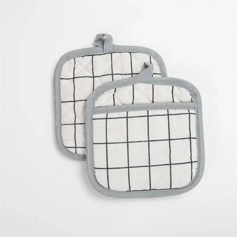 2pcs Kitchen Potholders Pad and Stove Oven Gloves Set Mitts Heat Resistant Thermal Anti - heat Take Hot Pot Cooking Baking Gloves - Checkouts UK