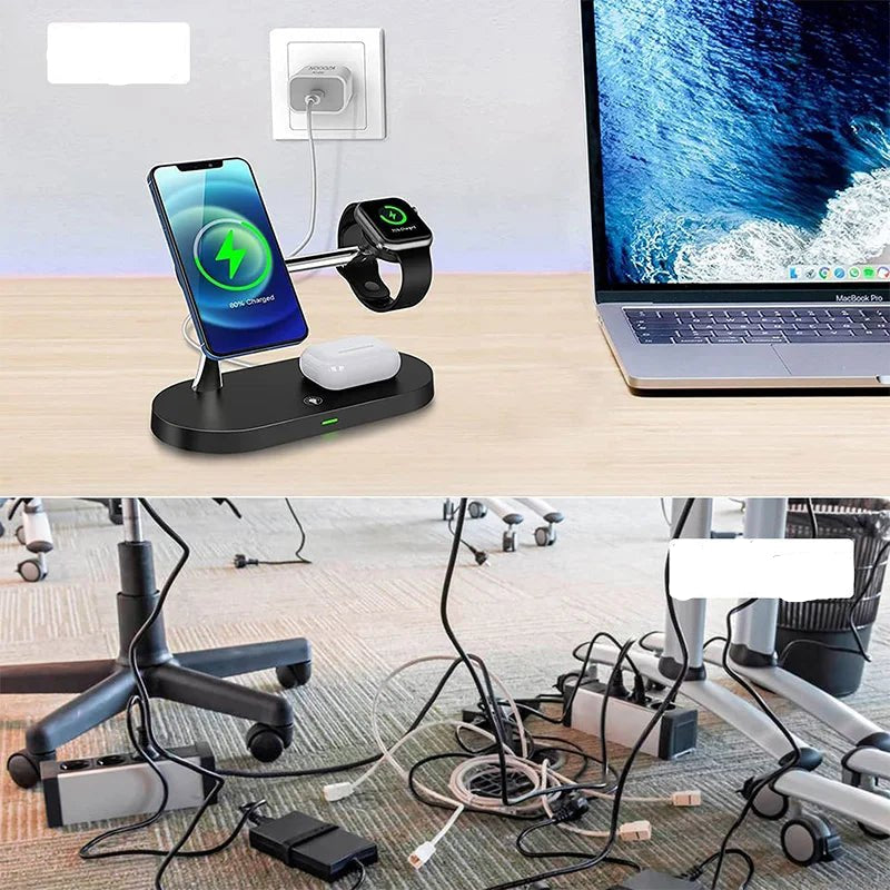 3 in 1 Wireless Charger Stand For iPhone 12 13 14 15 16 Fast Charging Station for Apple Watch 10 9 8 7 6 5 4 Airpods 2 3 Pro - Checkouts UK