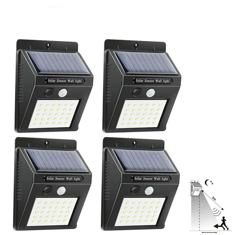 30 LED Solar Light PIR Motion Sensor Wall Light Outdoor Solar Lamp Waterproof Solar Powered Sunlight Street Lamp Garden Decor - Checkouts UK