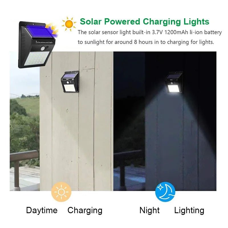 30 LED Solar Light PIR Motion Sensor Wall Light Outdoor Solar Lamp Waterproof Solar Powered Sunlight Street Lamp Garden Decor - Checkouts UK