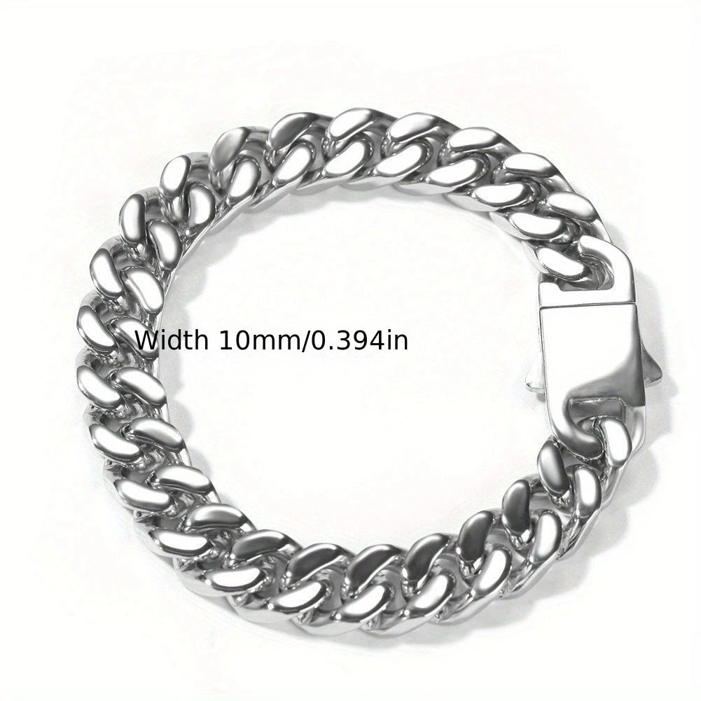 316 Stainless Steel Plated 18k Gold Fashion Crypto Cuban Chain Miami Rap Hip Hop Men's Bracelet Accessory - Checkouts USA