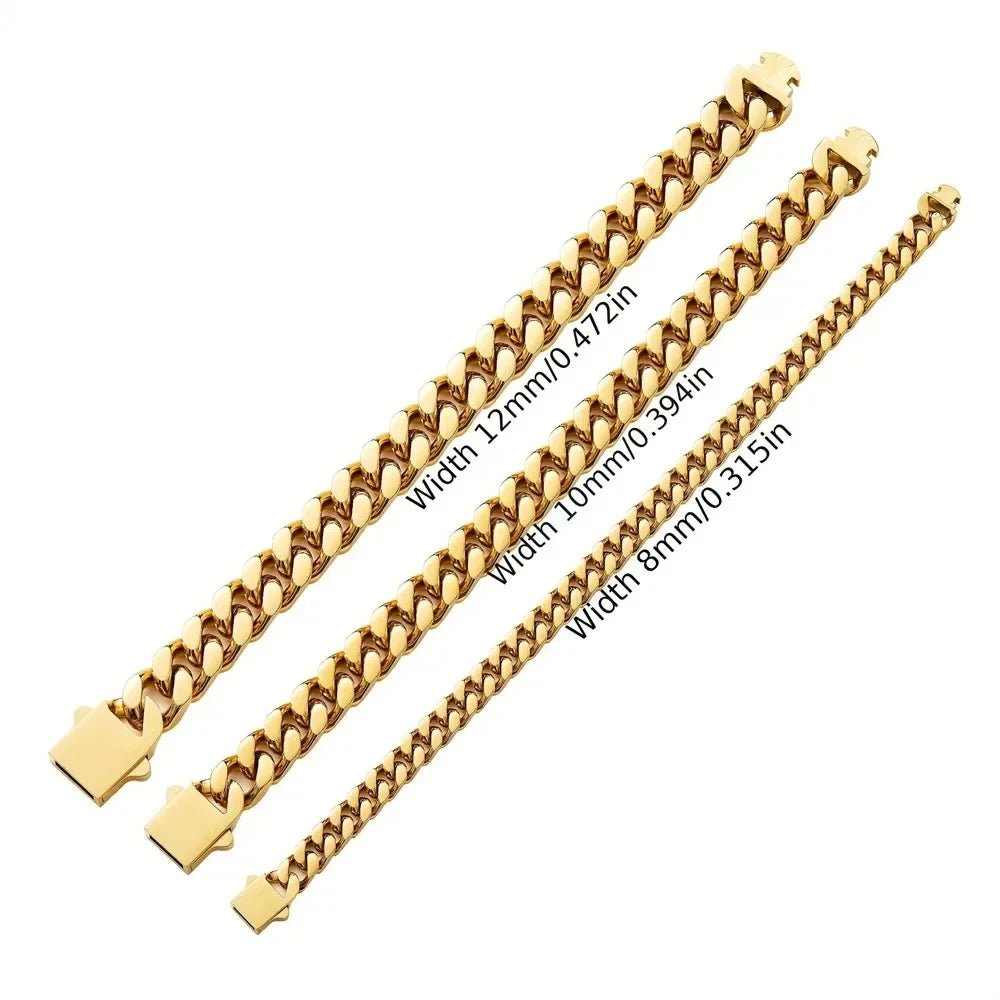 316 Stainless Steel Plated 18k Gold Fashion Crypto Cuban Chain Miami Rap Hip Hop Men's Bracelet Accessory - Checkouts USA