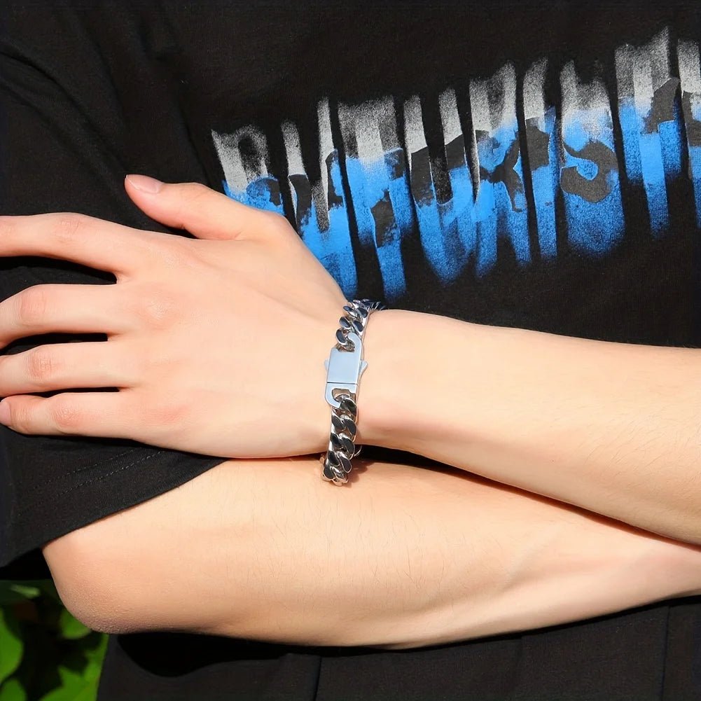 316 Stainless Steel Plated 18k Gold Fashion Crypto Cuban Chain Miami Rap Hip Hop Men's Bracelet Accessory - Checkouts USA