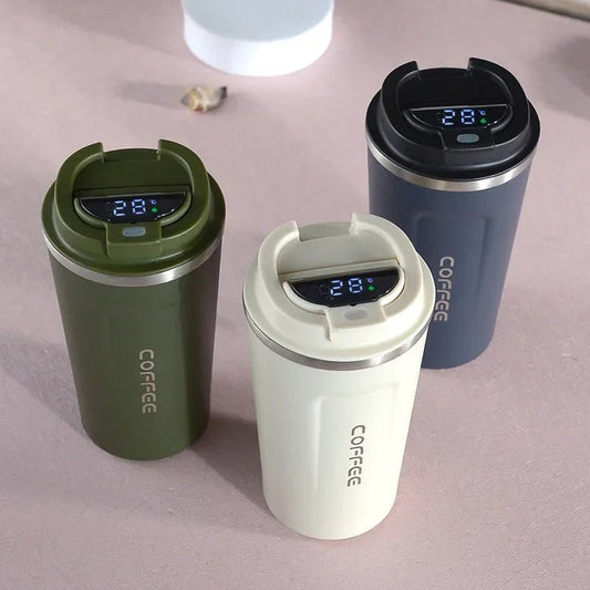380/510ml Thermos Coffee Mug Stainless Steel Coffee Cup Temperature Display Vacuum Flask Thermal Tumbler Insulated Water Bottle - Checkouts UK