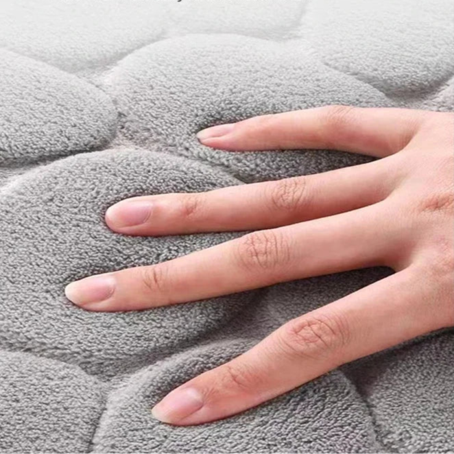 3D Non Slip Bathroom Mat Cobblestone Embossed Bath Mats Absorbent Doormat Carpet Door Floor Mats Machine Washable Quick Drying - Checkouts UK