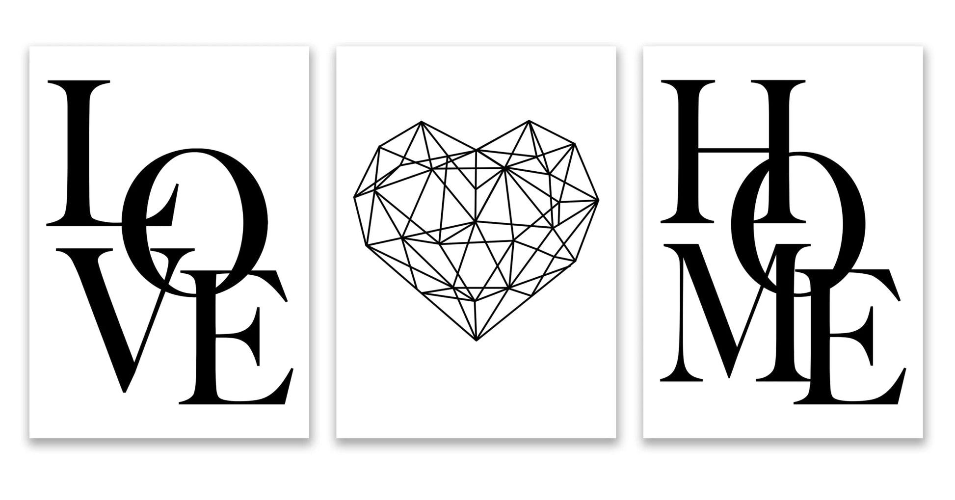 3pcs Love Home Diamond Heart Letter Canvas Prints Nordic Modern Living Room Wall Art Black White Decorative Paintings Home Decor - Checkouts UK