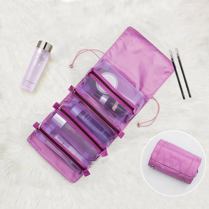 4 in 1 Cosmetic Bag For Women Zipper Mesh Separable Cosmetics Pouch Ladies Foldable Nylon Bag Rope Makeup Bag Kosmetyczka - Checkouts UK