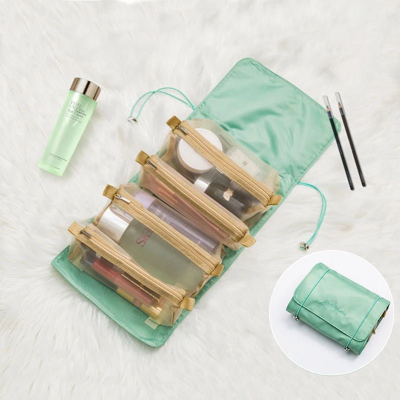 4 in 1 Cosmetic Bag For Women Zipper Mesh Separable Cosmetics Pouch Ladies Foldable Nylon Bag Rope Makeup Bag Kosmetyczka - Checkouts UK