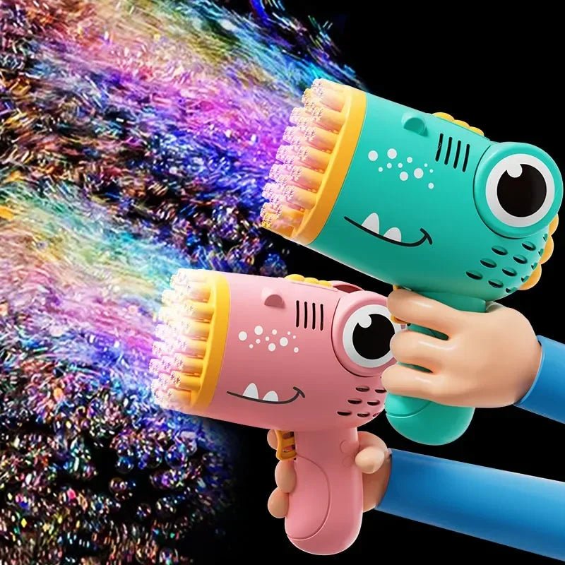 40 Holes Bubble Machine Gun Dinosaur Bubble Gun Automatic Machine Soap Bubble Gun Bath Toy Kids Toy (Not Include Battery) - Checkouts UK