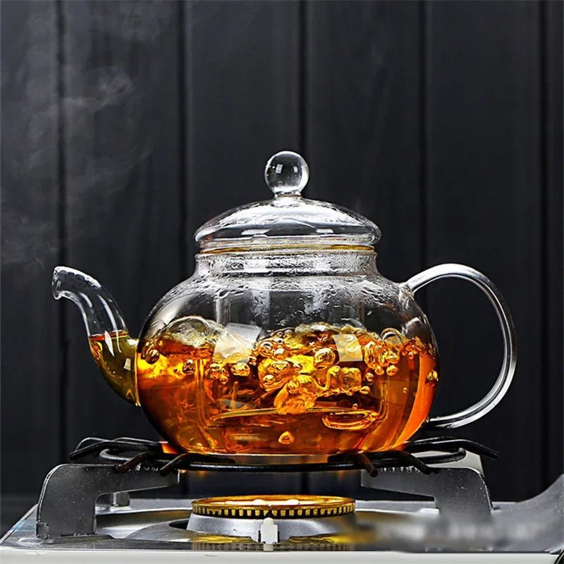 400ml/1000ml Filterable Heat - resistant Thickened Glass Teapot High Borosilicate Glass Flower Tea Pot Heatable Glass Tea Set - Checkouts UK
