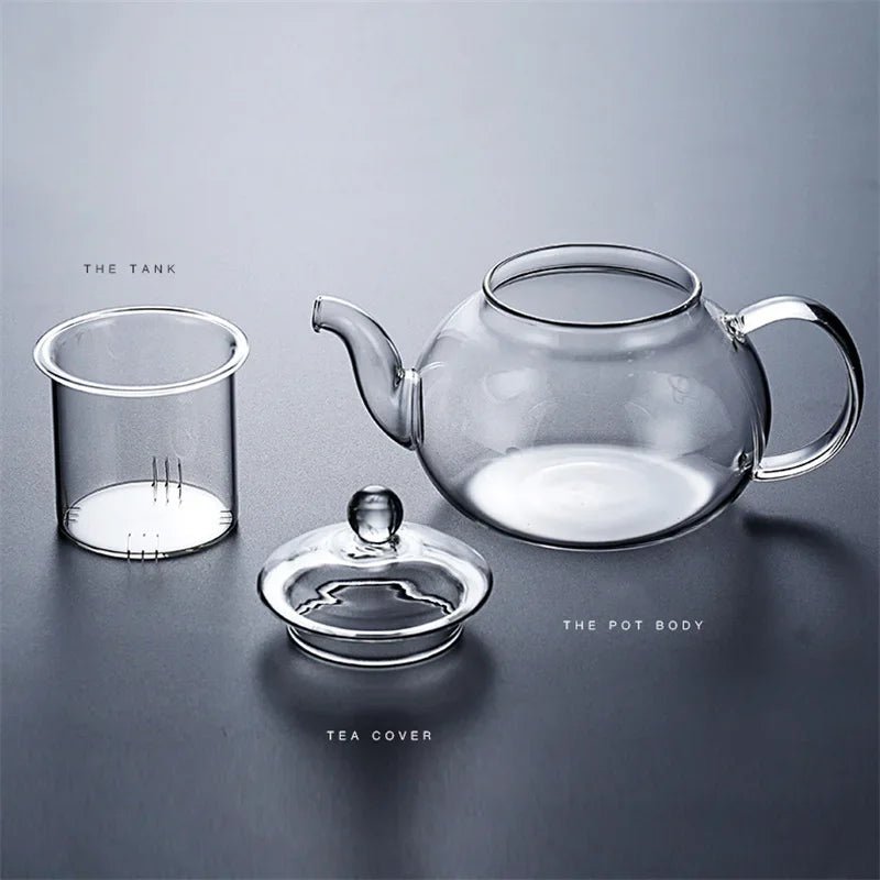 400ml/1000ml Filterable Heat - resistant Thickened Glass Teapot High Borosilicate Glass Flower Tea Pot Heatable Glass Tea Set - Checkouts UK