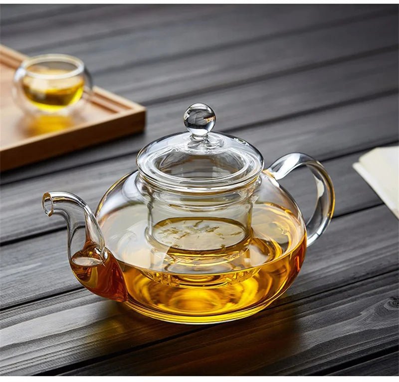 400ml/1000ml Filterable Heat - resistant Thickened Glass Teapot High Borosilicate Glass Flower Tea Pot Heatable Glass Tea Set - Checkouts UK