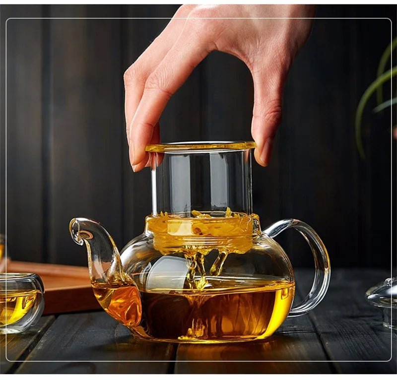 400ml/1000ml Filterable Heat - resistant Thickened Glass Teapot High Borosilicate Glass Flower Tea Pot Heatable Glass Tea Set - Checkouts UK