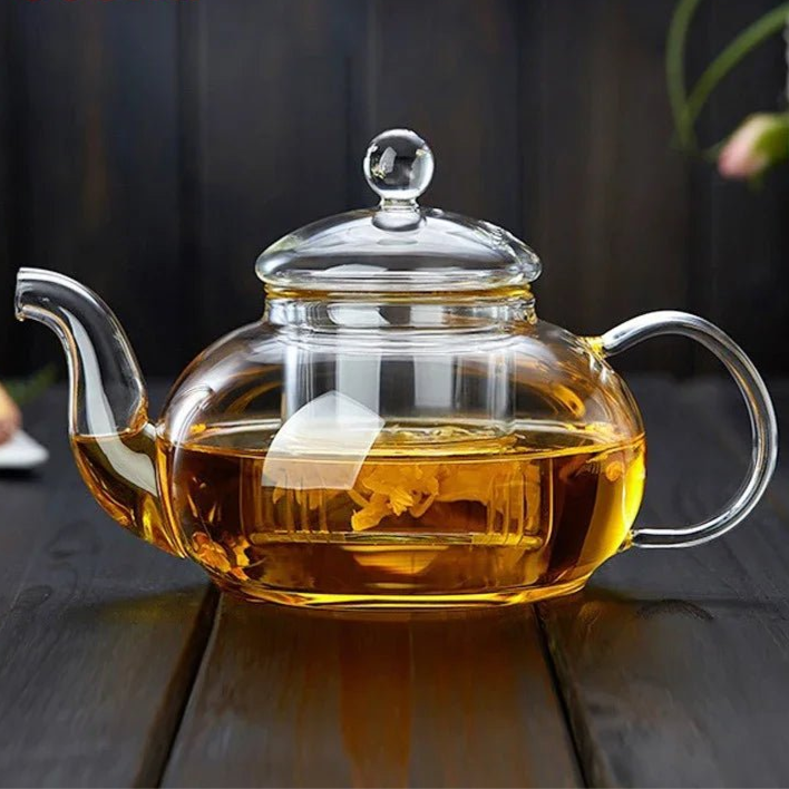 400ml/1000ml Filterable Heat - resistant Thickened Glass Teapot High Borosilicate Glass Flower Tea Pot Heatable Glass Tea Set - Checkouts UK