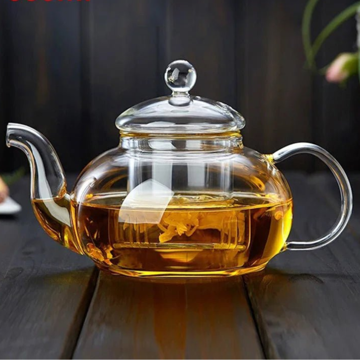 400ml/1000ml Filterable Heat - resistant Thickened Glass Teapot High Borosilicate Glass Flower Tea Pot Heatable Glass Tea Set - Checkouts UK