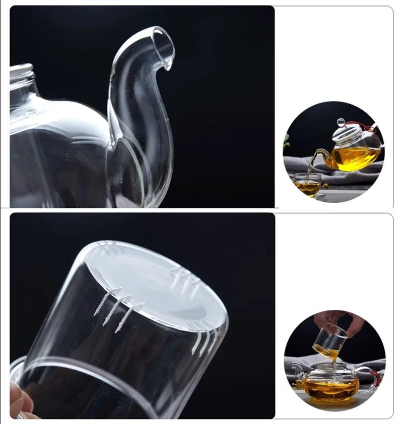 400ml/1000ml Filterable Heat - resistant Thickened Glass Teapot High Borosilicate Glass Flower Tea Pot Heatable Glass Tea Set - Checkouts UK