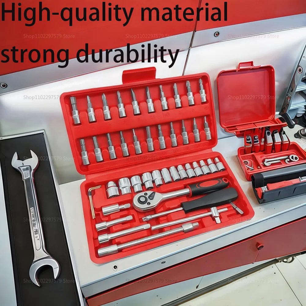 46pcs Car Repair Tool Kit 1/4 - Inch Socket Set Car Repair Tool Ratchet Torque Wrench Combo Auto Repairing Set Mechanic Tool - Checkouts USA