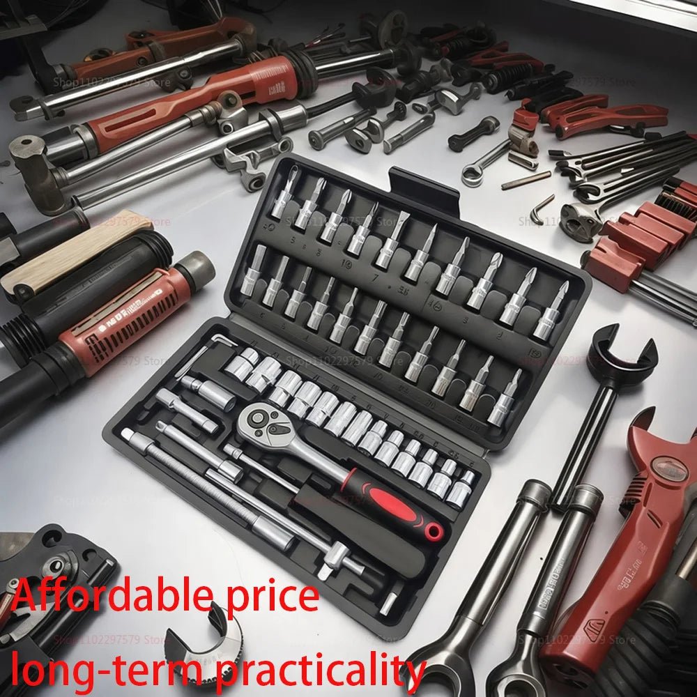 46pcs Car Repair Tool Kit 1/4 - Inch Socket Set Car Repair Tool Ratchet Torque Wrench Combo Auto Repairing Set Mechanic Tool - Checkouts USA