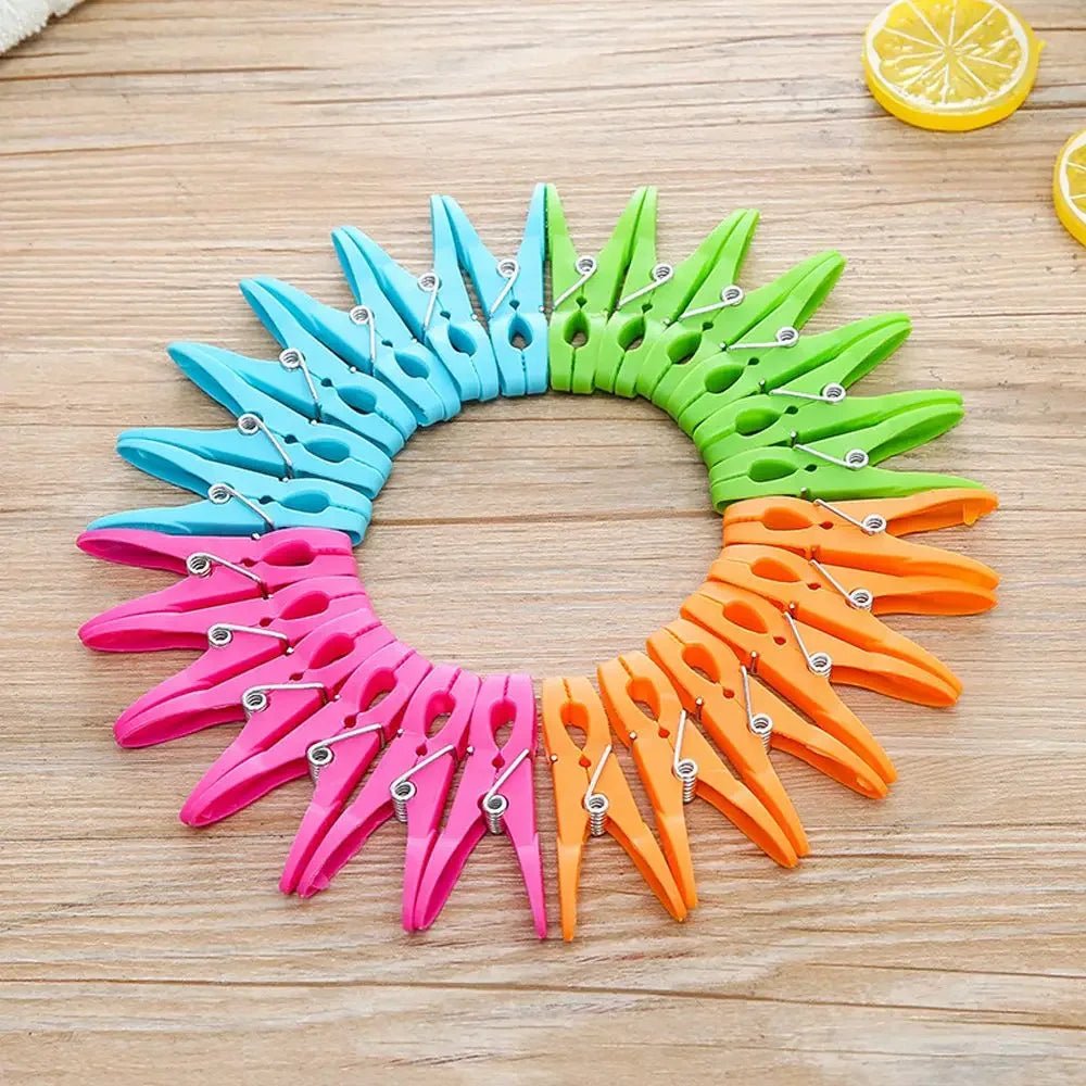 48/24Pcs Clothespins Hanging Pegs Clips Plastic Hangers Racks Laundry Clothes Pegs Clamps Towel Clips Home Storage Hooksks - Checkouts UK