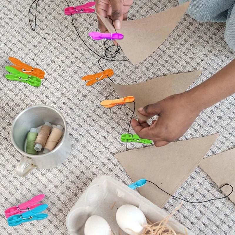 48/24Pcs Clothespins Hanging Pegs Clips Plastic Hangers Racks Laundry Clothes Pegs Clamps Towel Clips Home Storage Hooksks - Checkouts UK