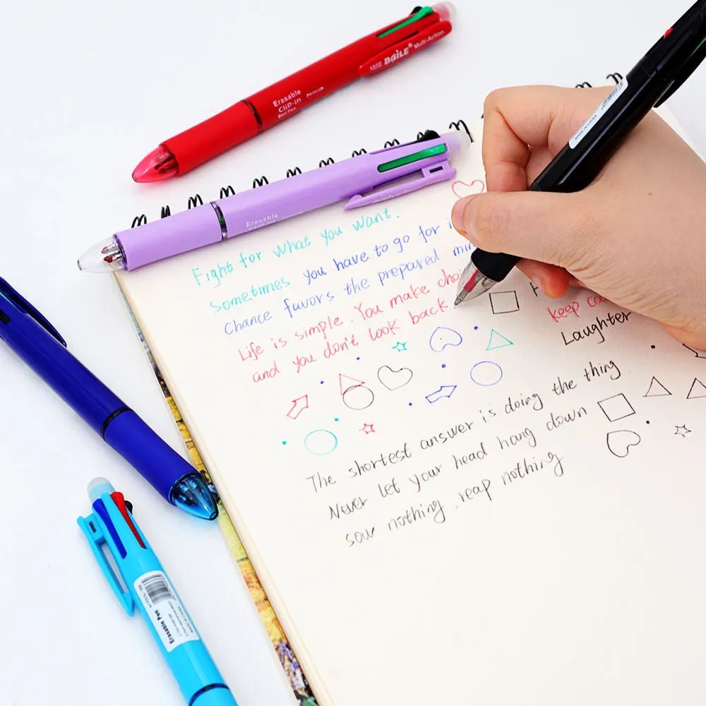 5 In 1 Multicolor Erasable Gel Pens Set with 0.7mm Refills and 0.5mm Automatic Pencil Lead, Office School Writing Ballpoint Pen - Checkouts USA