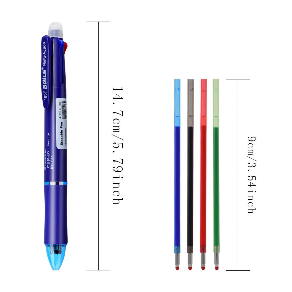 5 In 1 Multicolor Erasable Gel Pens Set with 0.7mm Refills and 0.5mm Automatic Pencil Lead, Office School Writing Ballpoint Pen - Checkouts USA