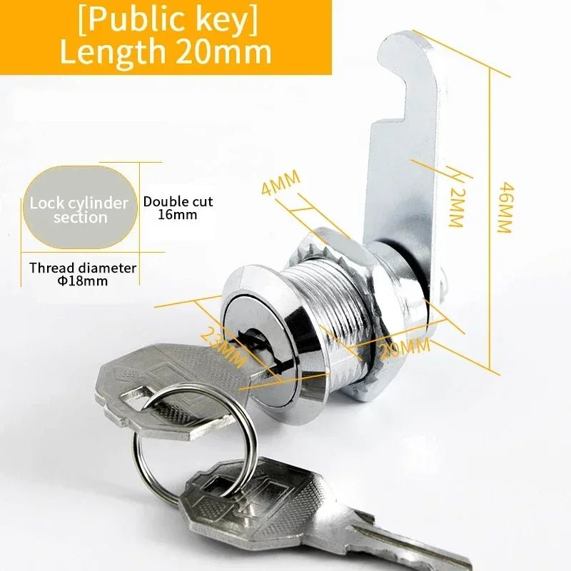 5/ Sets Security Cam Lock Metal Cylinder With 2 Keys for Mailbox File Cabinet Furniture Hardware 16MM/20MM/25MM/30MM - Checkouts USA
