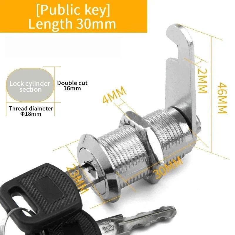 5/ Sets Security Cam Lock Metal Cylinder With 2 Keys for Mailbox File Cabinet Furniture Hardware 16MM/20MM/25MM/30MM - Checkouts USA