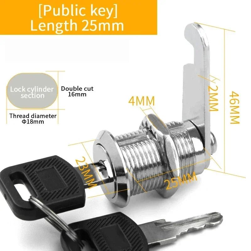 5/ Sets Security Cam Lock Metal Cylinder With 2 Keys for Mailbox File Cabinet Furniture Hardware 16MM/20MM/25MM/30MM - Checkouts USA