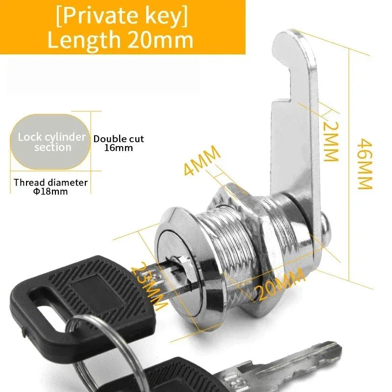 5/ Sets Security Cam Lock Metal Cylinder With 2 Keys for Mailbox File Cabinet Furniture Hardware 16MM/20MM/25MM/30MM - Checkouts USA