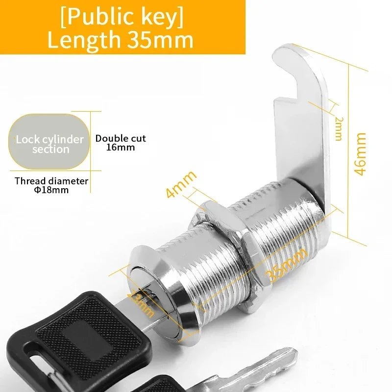 5/ Sets Security Cam Lock Metal Cylinder With 2 Keys for Mailbox File Cabinet Furniture Hardware 16MM/20MM/25MM/30MM - Checkouts USA