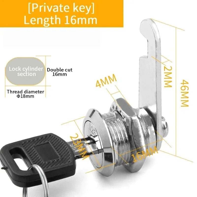 5/ Sets Security Cam Lock Metal Cylinder With 2 Keys for Mailbox File Cabinet Furniture Hardware 16MM/20MM/25MM/30MM - Checkouts USA