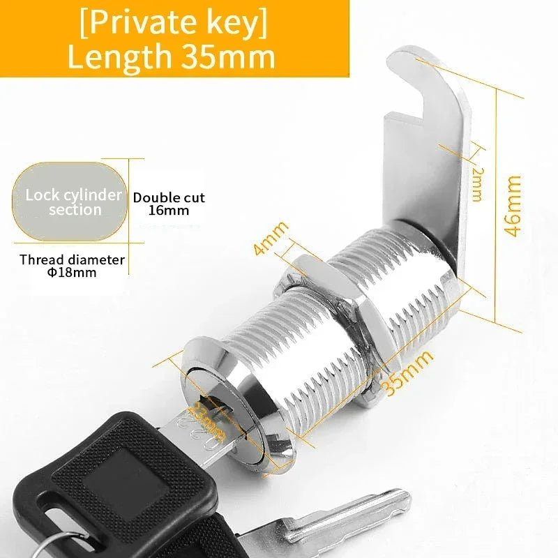 5/ Sets Security Cam Lock Metal Cylinder With 2 Keys for Mailbox File Cabinet Furniture Hardware 16MM/20MM/25MM/30MM - Checkouts USA