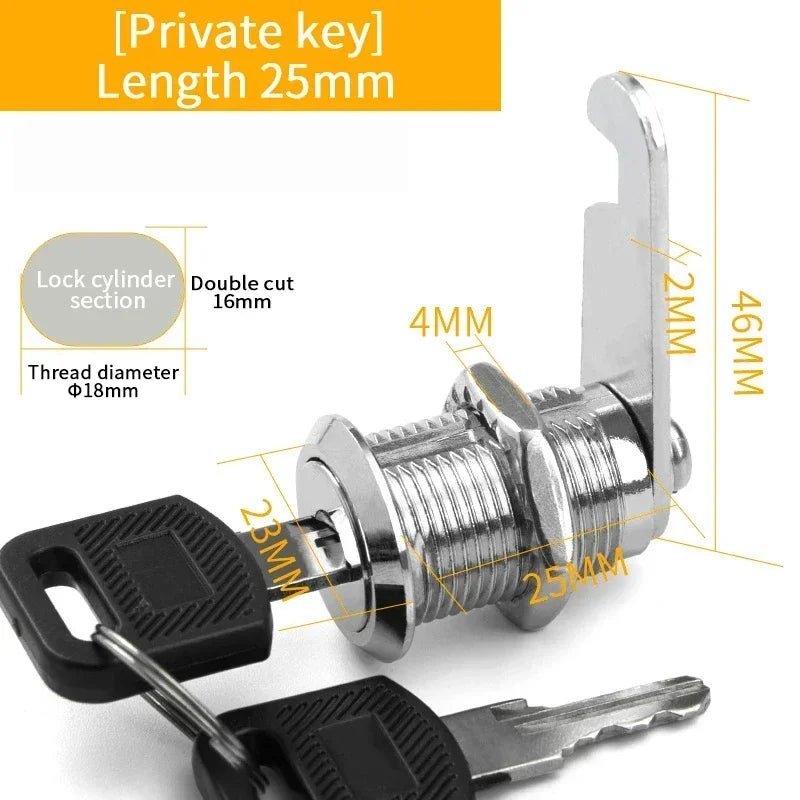 5/ Sets Security Cam Lock Metal Cylinder With 2 Keys for Mailbox File Cabinet Furniture Hardware 16MM/20MM/25MM/30MM - Checkouts USA