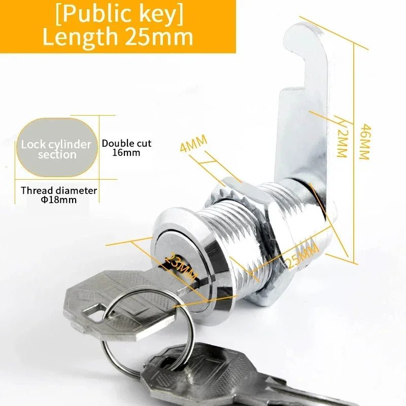 5/ Sets Security Cam Lock Metal Cylinder With 2 Keys for Mailbox File Cabinet Furniture Hardware 16MM/20MM/25MM/30MM - Checkouts USA