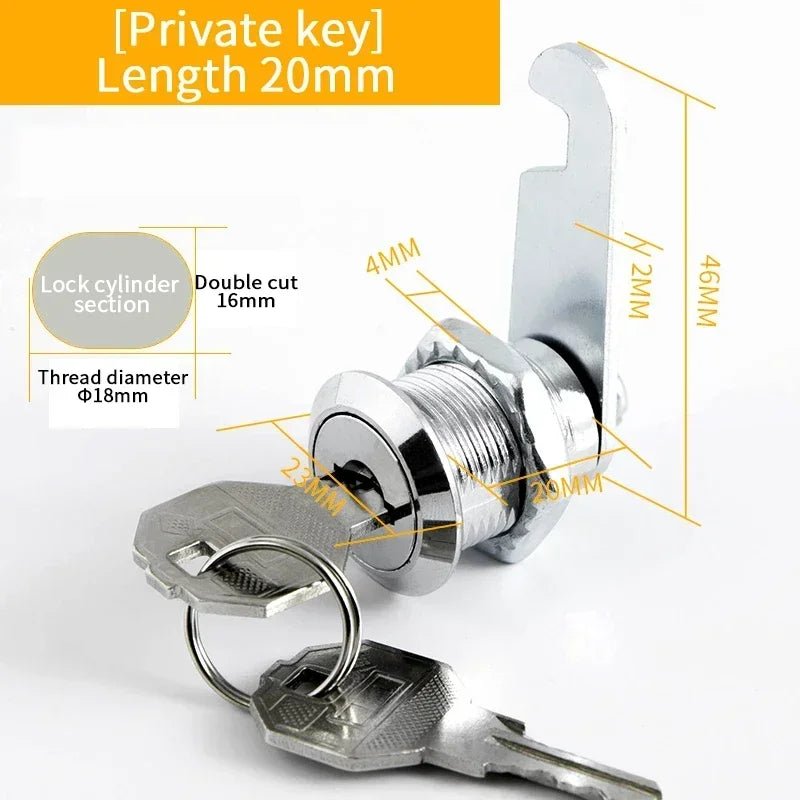 5/ Sets Security Cam Lock Metal Cylinder With 2 Keys for Mailbox File Cabinet Furniture Hardware 16MM/20MM/25MM/30MM - Checkouts USA