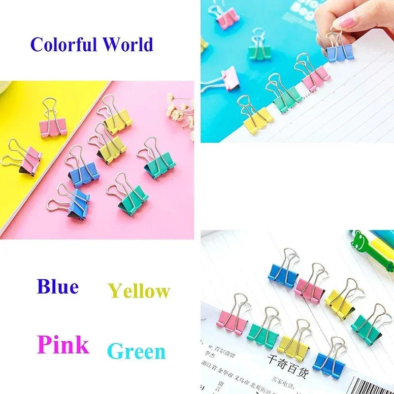 50Pcs Metal Binder Clips Colorful File Paper Clip Mini 15mm Used for Books Stationery Clip School Office Supplies - Checkouts USA