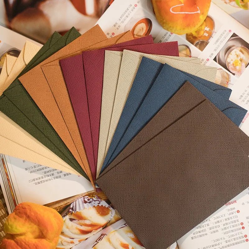 50pcs Wholesale Linen Textured Triangle Envelope Colorful Paper Wedding Party Invitation Greeting Card Brown wine red 105*70mm - Checkouts USA