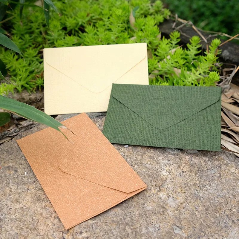 50pcs Wholesale Linen Textured Triangle Envelope Colorful Paper Wedding Party Invitation Greeting Card Brown wine red 105*70mm - Checkouts USA