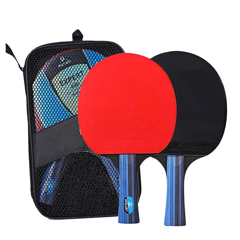 5/6 Star Table Tennis Racket 2PCS Professional Ping Pong Racket Set Pimples - in Rubber Hight Quality Blade Bat Paddle with Bag - Checkouts UK