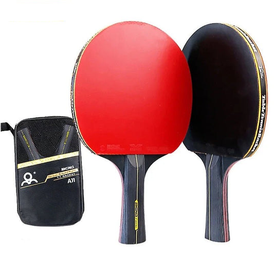 5/6 Star Table Tennis Racket 2PCS Professional Ping Pong Racket Set Pimples - in Rubber Hight Quality Blade Bat Paddle with Bag - Checkouts UK