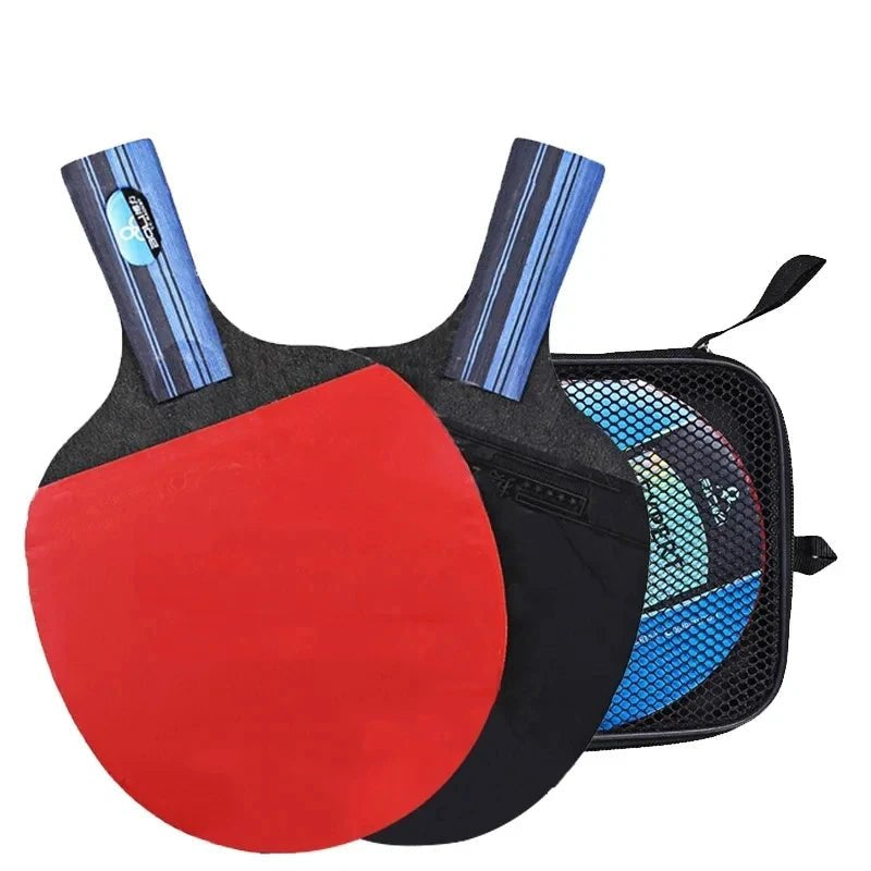 5/6 Star Table Tennis Racket 2PCS Professional Ping Pong Racket Set Pimples - in Rubber Hight Quality Blade Bat Paddle with Bag - Checkouts UK