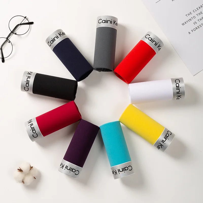 5Pcs/Men's Shorts Brand Underwear Fashion Trend Sexy Boxer Breathable Soft Boxers Men Classic Black Solid Color Underwear Men - Checkouts UK