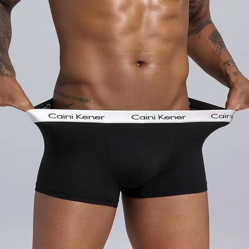 5Pcs/Men's Shorts Brand Underwear Fashion Trend Sexy Boxer Breathable Soft Boxers Men Classic Black Solid Color Underwear Men - Checkouts UK