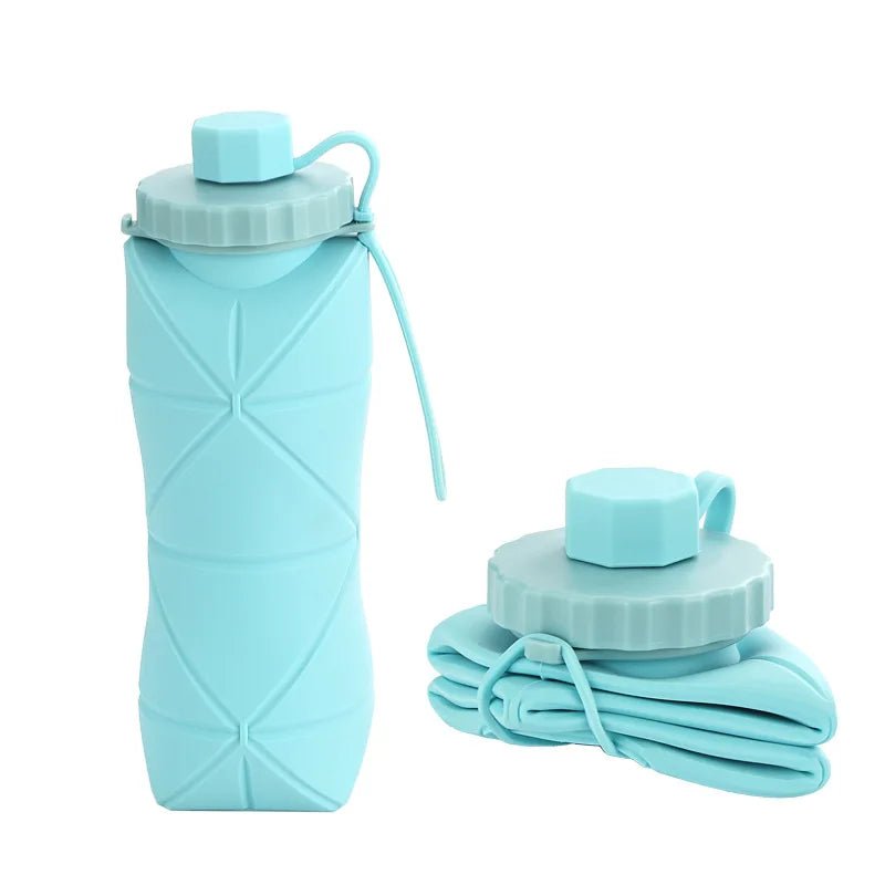 600ml Silicone Folding Bottle Adult Portable Reusable Plastic Cups Outdoor Travel Gym Water Bottle Motivational Drinking Bottle - Checkouts UK