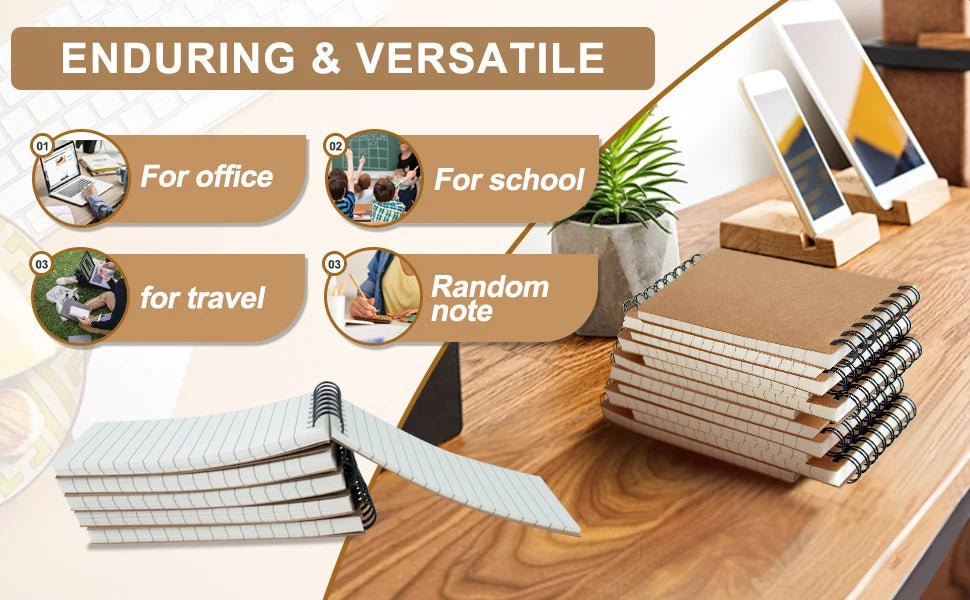 6/12 pocket notebooks, spiral - bound notepads, office - style mini notebooks, lined paper memos for home, university, or school use - Checkouts USA